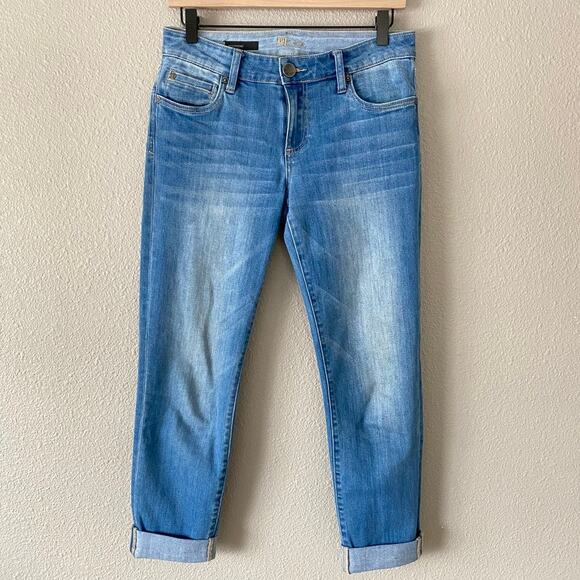 KUT from the Kloth Boyfriend Mid Rise Cotton Blue Jeans Quality Denim Womens 2 - Picture 1 of 10